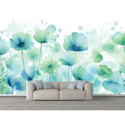 Fototapet Fara Imbinari Pictura Flori in Acuarela - Living si Dormitor Premier Decor