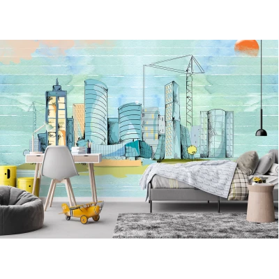 Fototapet fara imbinari Watercolour City Premier Decor