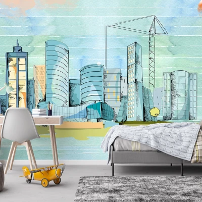 Fototapet fara imbinari Watercolour City Premier Decor