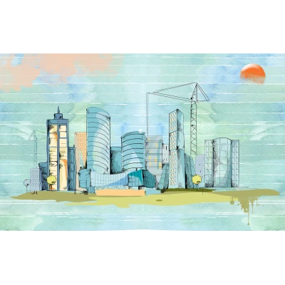 Fototapet fara imbinari Watercolour City Premier Decor