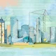 Fototapet fara imbinari Watercolour City