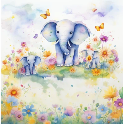 Fototapet fara imbinari Watercolour Elephant Premier Decor