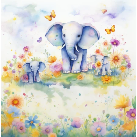 Fototapet fara imbinari Watercolour Elephant Premier Decor