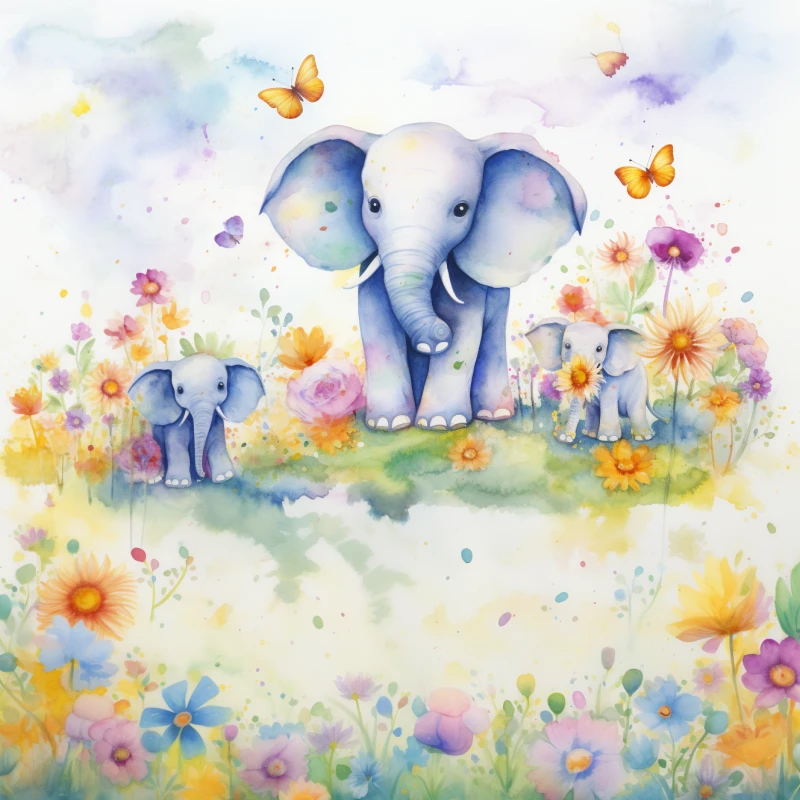Fototapet fara imbinari Watercolour Elephant
