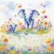 Fototapet fara imbinari Watercolour Elephant