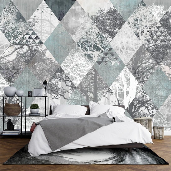 Fototapet fara Imbinarie Peisaj Padure Cu frome Geometrice Grunge pe Textura de Ciment Fototapet fara Imbinarie Peisaj Padure Cu frome Geometrice Grunge pe Textura de Ciment