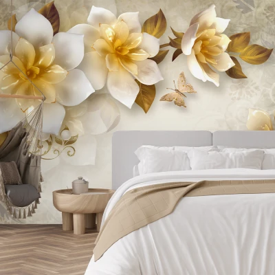 Fototapet Fara Imbinri Trandafiri Albi - Living si Dormitor Premier Decor