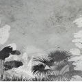 Fototapet fara imbinari Black And White Tropical Leaves