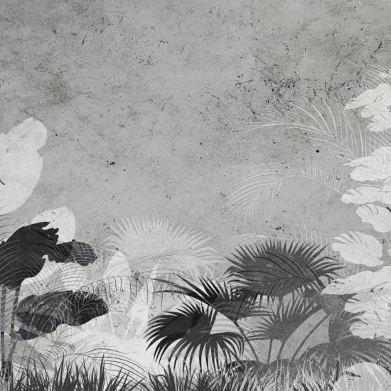 Fototapet fara imbinari Black And White Tropical Leaves