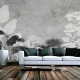 Fototapet fara imbinari Black And White Tropical Leaves
