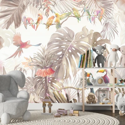 Fototapet Frunze Tropicale - Oază Exotică în Dormitor sau Living Premier Decor