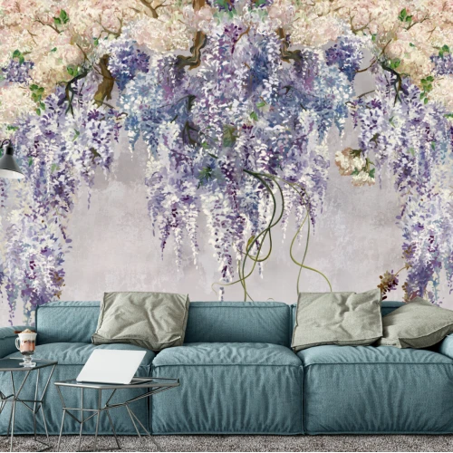 Fototapet fara imbinari Beautiful Watercolor Lilac Branches