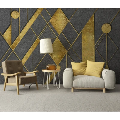 Fototapet fara imbinari Golden Abstract Lines Premier Decor