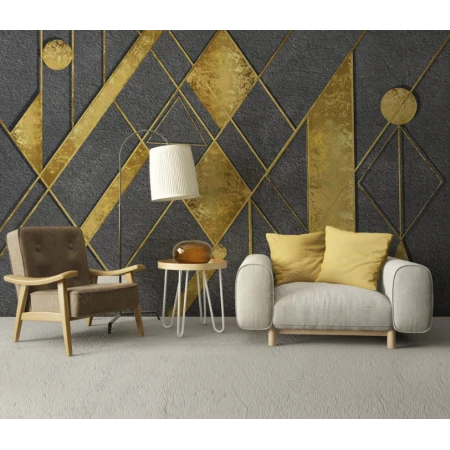 Fototapet fara imbinari Golden Abstract Lines Premier Decor