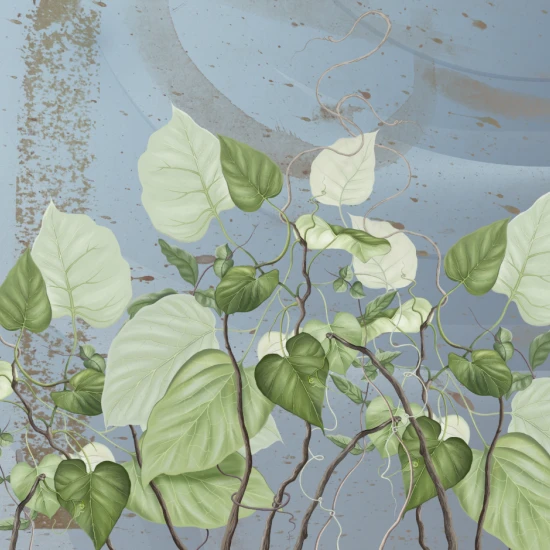 Fototapet fara imbinari Beautiful Painted Flowering Leaves