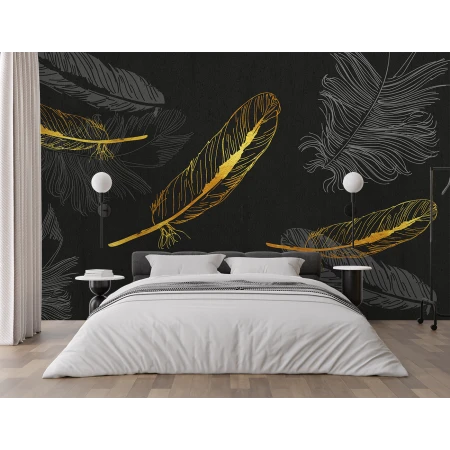 Fototapet Modern Fara Imbinari Pene - Nuanțe Negre și Aurii Premier Decor