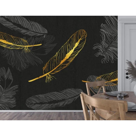 Fototapet Modern Fara Imbinari Pene - Nuanțe Negre și Aurii Premier Decor