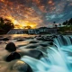 Fototapet fara imbinari Sunset Waterfall