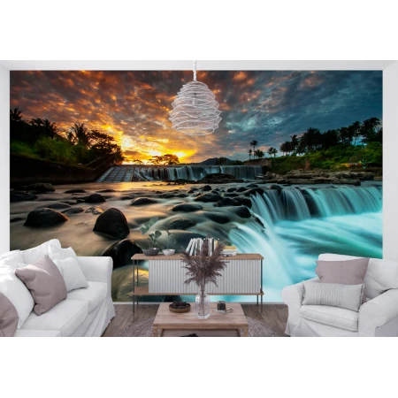 Fototapet fara imbinari Sunset Waterfall Premier Decor