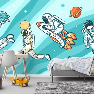Fototapet pentru copii Astronauiti In Spatiu Premier Decor