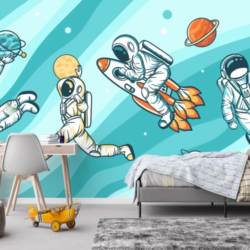 Fototapet pentru copii Astronauiti In Spatiu