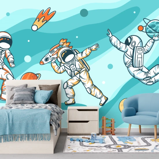Fototapet pentru copii Astronauiti In Spatiu