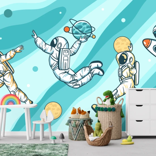 Fototapet pentru copii Astronauiti In Spatiu