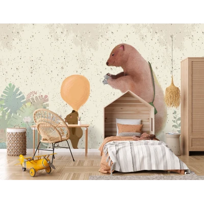 Fototapet Pentru Copii In Acuarela- Prietenul Meu Ursul Premier Decor