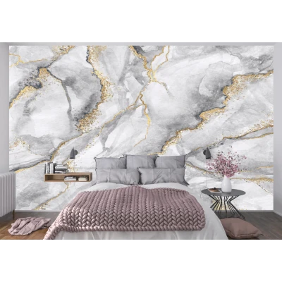 Fototapet fara imbinari Fluid Art Gold And Gray Premier Decor