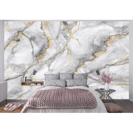 Fototapet fara imbinari Fluid Art Gold And Gray Premier Decor
