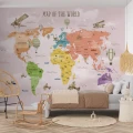 Fototapet fara imbinari Pink World Map