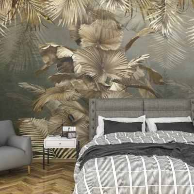 Fototapet fara imbinari Rusty Tropical Leaves Premier Decor