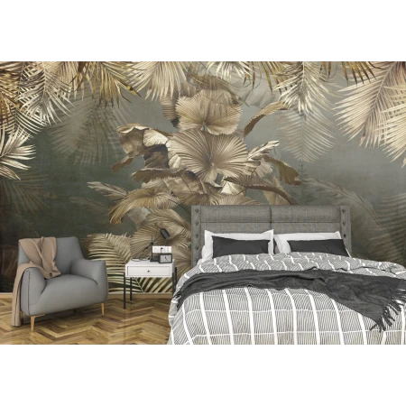 Fototapet fara imbinari Rusty Tropical Leaves Premier Decor