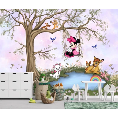 Fototapet fara imbinari Sweet Dream Friends on Pink Premier Decor