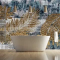Fototapet fara imbinari Abstract Golden Leaves