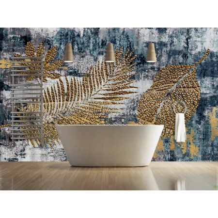 Fototapet fara imbinari Abstract Golden Leaves Premier Decor