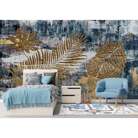 Fototapet fara imbinari Abstract Golden Leaves Premier Decor