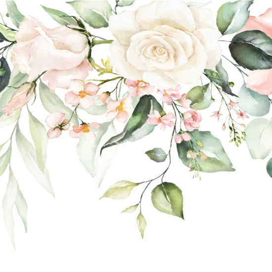 Fototapet fara imbinari Watercolor Roses - Living si Dormitor