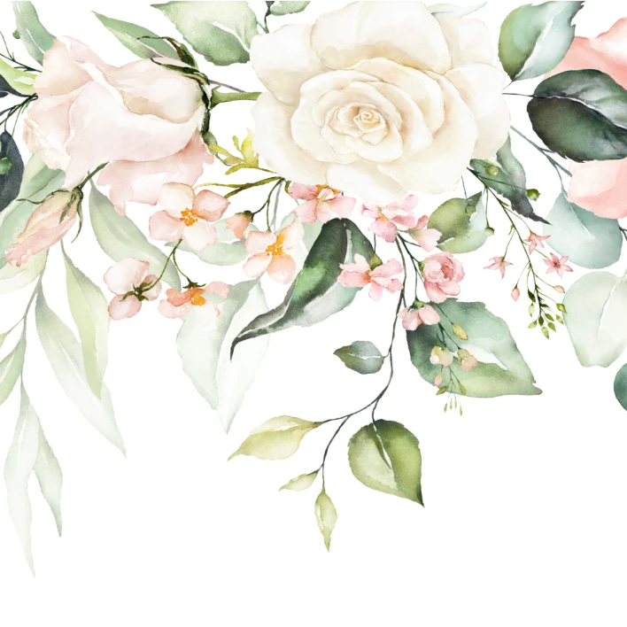 Fototapet fara imbinari Watercolor Roses - Living si Dormitor