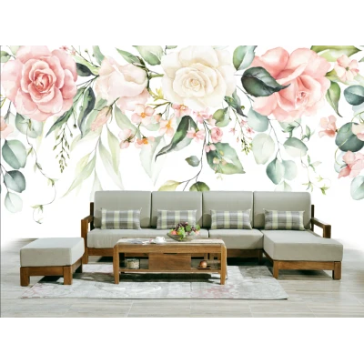 Fototapet fara imbinari Watercolor Roses - Living si Dormitor Premier Decor