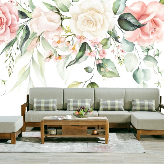 Fototapet fara imbinari Watercolor Roses - Living si Dormitor