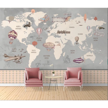 Fototapet fara imbinari World Travel Map Premier Decor