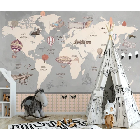 Fototapet fara imbinari World Travel Map Premier Decor