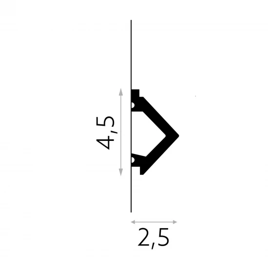 Profil Bagheta Polimer Dur Decorativa WP003A Vivid Triunghiulara Alba 4.5x2.5x270 cm