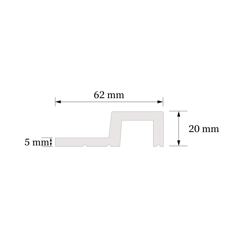 Profil Capat Dreapta Riflaj Polimer Dur 3D L0303R Lamelli Largo Gray Oak Stejar Gri 2x6.2x270 cm