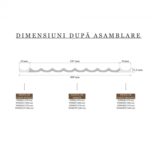 Panou Riflaj Polimer Dur WP002T Lumio Alb 200x24.7x1.15 cm