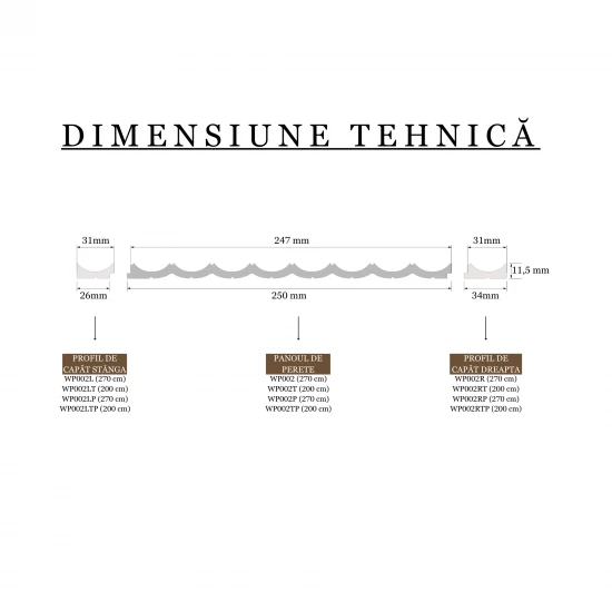 Panou Riflaj Polimer Dur WP002T Lumio Alb 200x24.7x1.15 cm
