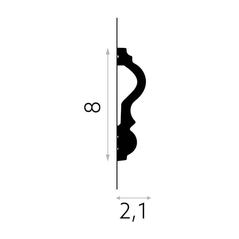 Brau de perete, MD338, 8x2,1 cm, polimer rigid, alb