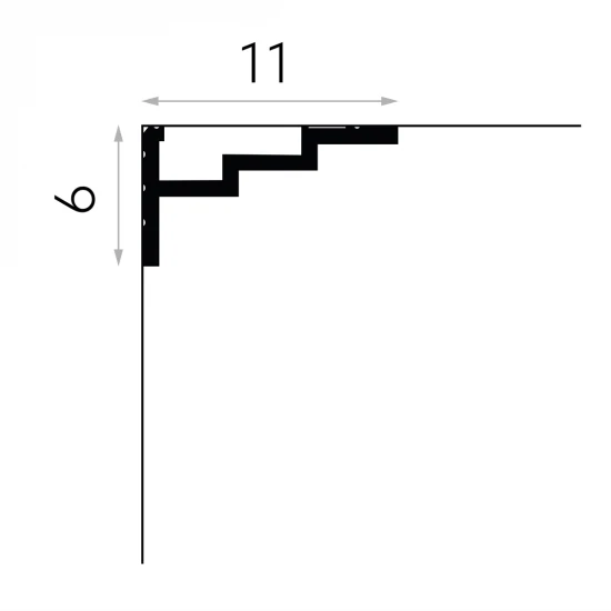 Cornisa tavan QL025 polimer rigid 6 x 11 x 200 cm, compatbil LED, alb mat vopsibil, Mardom Decor