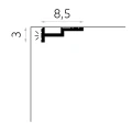 Cornisa tavan QL024 polimer rigid 3 x 8.5 x 200 cm compatibila LED, minimalista, alb vopsibil, Mardom Decor
